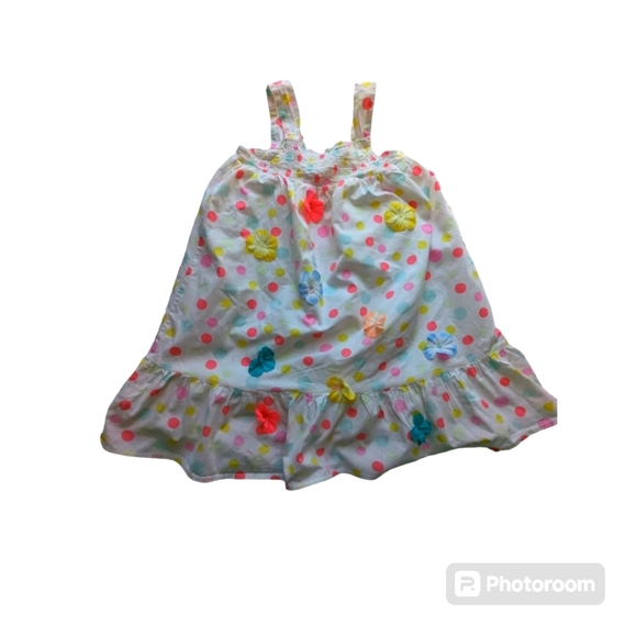 Kids Girls Dress. 5T. White with Multi-Color Polka Dot and Flowe… - Picture 2 of 9